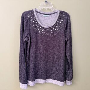 Maurices Charcoal Long Sleeve Top with Studded Detail